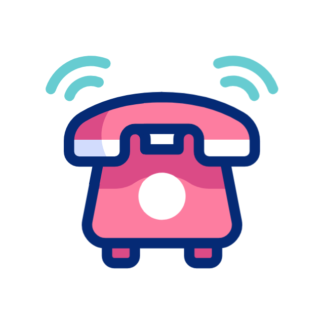 Icon of an analogue wireless phone with signal waves above it.